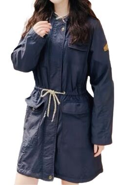 Beaver Canoe Hooded Utility Jacket with Drawstring Waist in Navy Size Medium